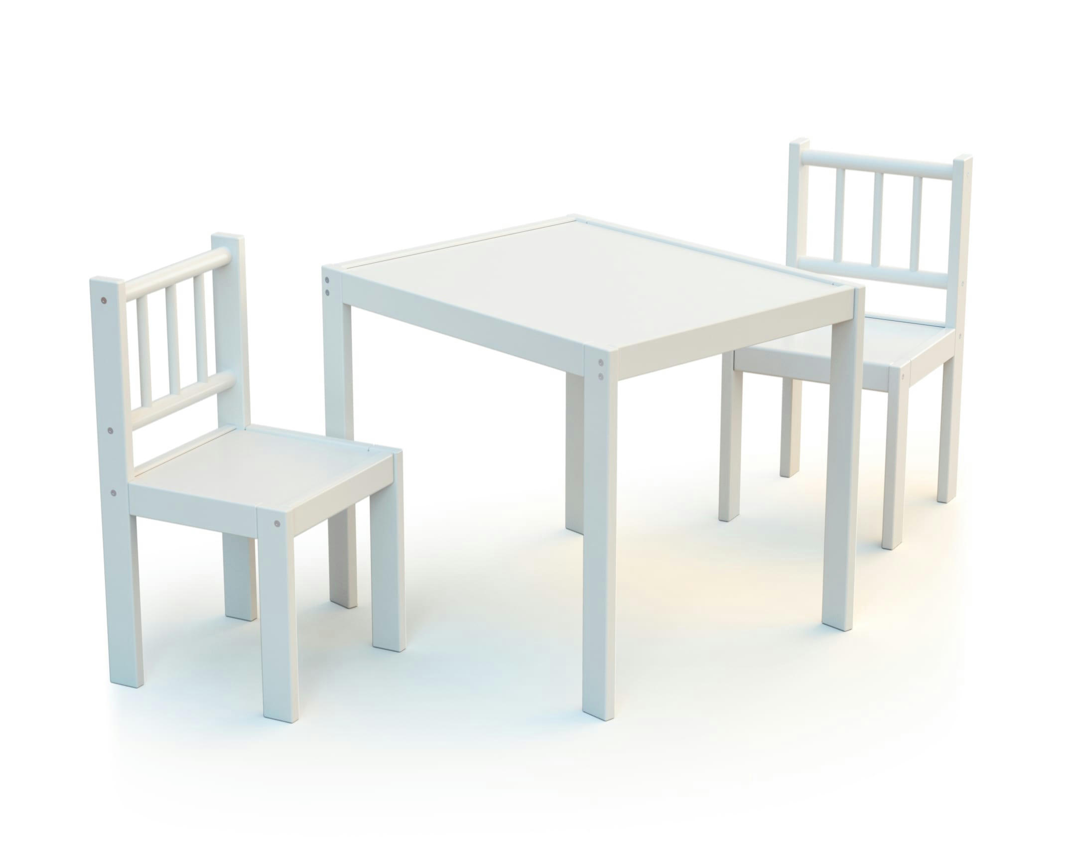 - Ensemble 1 table + 2 chaises blanc