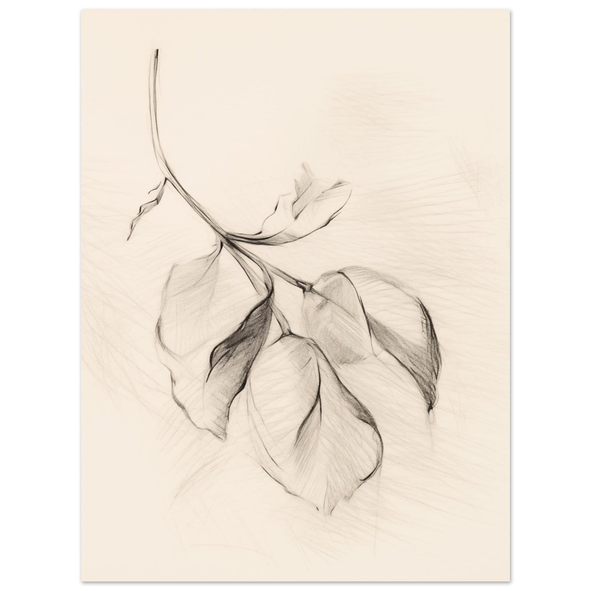 Artfulprints Poster Botanical branch  - 30x40 cm - Zwart / Wit