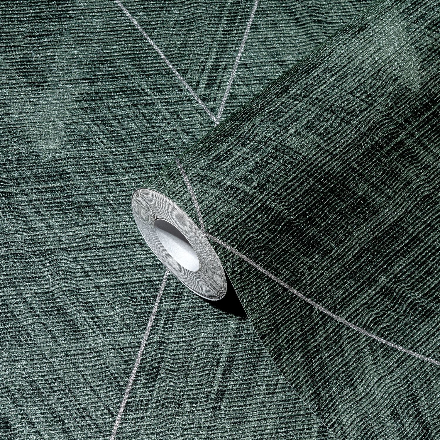 A.S. Création behang grafisch motief groen, zwart en zilver - 53 cm x 10.05 m - AS-388242