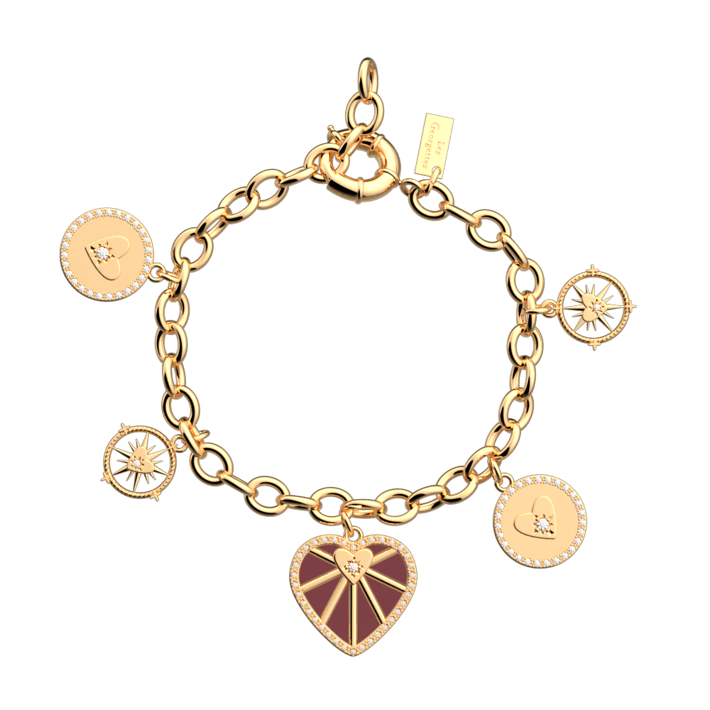 Bracelet Cœur Céleste, cuir réversible Violette Sauvage / Lavande Métallisée