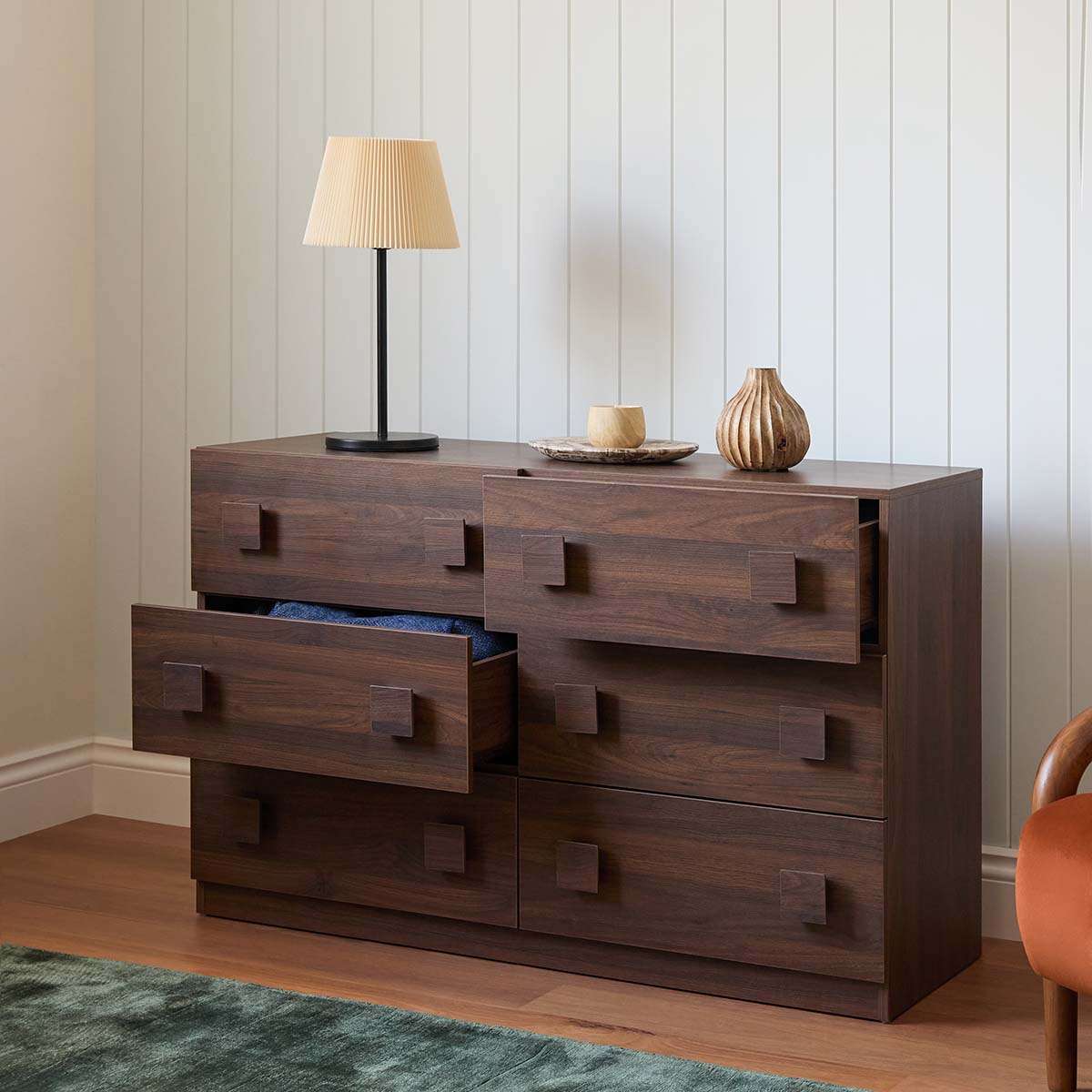 Kei Six Drawer - Walnut
