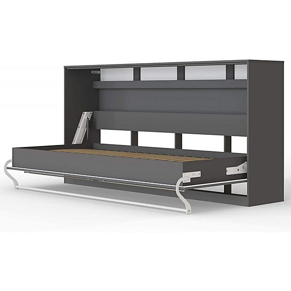 Armoire Lit escamotable 90x200cm Supérieur Horizontal Lit Mural Anthracite-Anthracite