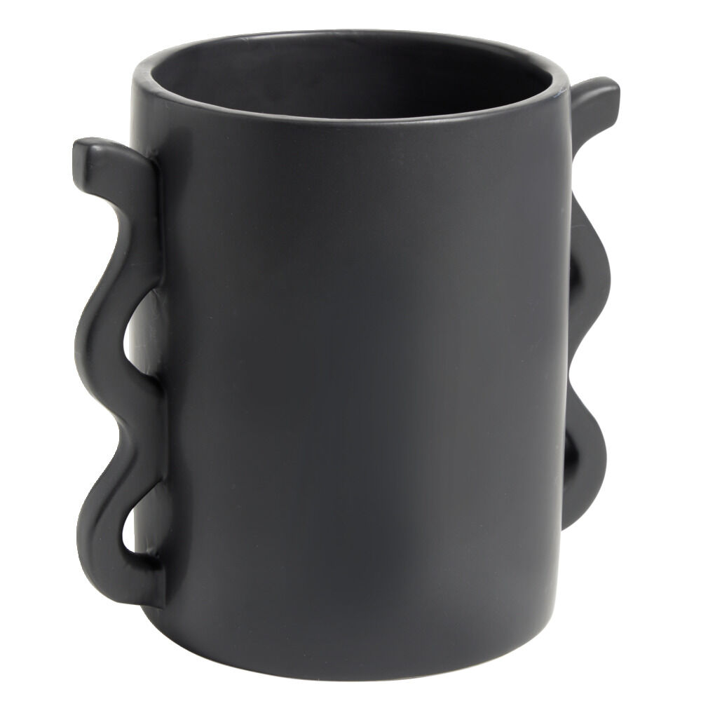 Pot en céramique noir avec multi anses 11x13xH8cm