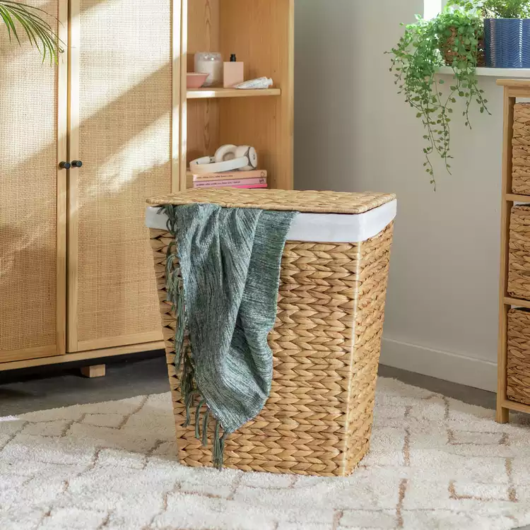 Habitat 83L Rectangle Water Hyacinth Laundry Basket -Natural