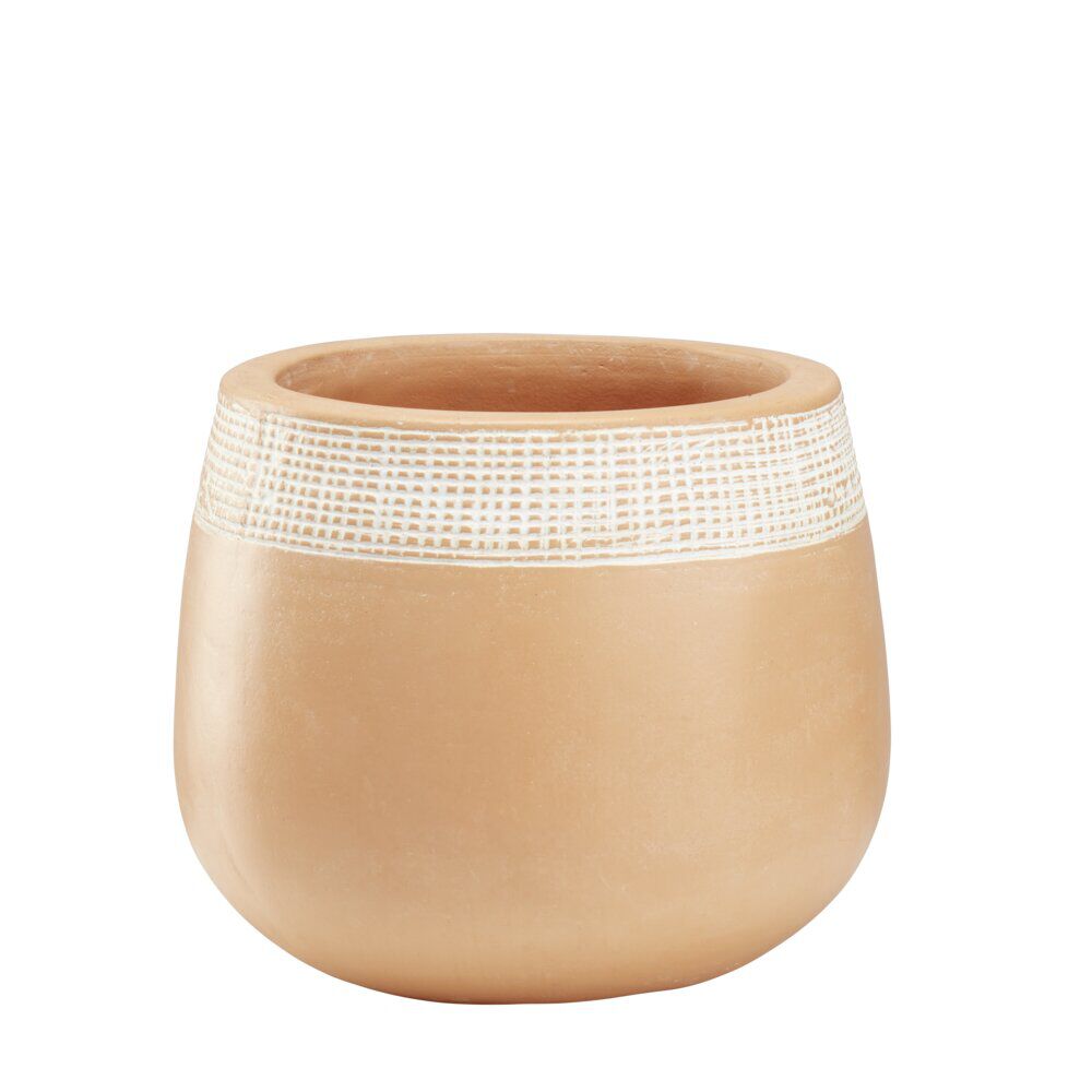 Pot rond en terre cuite naturel et blanc Ø28 cm