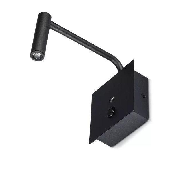 Kinkiet 2943czarny LED 1x3W 150lm wym:12x12x4,5cm IP20 V-TAC