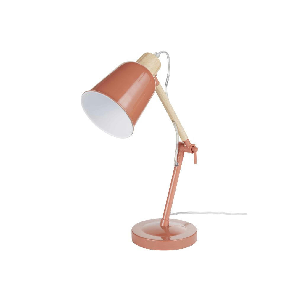 PIXIE - Lampe de bureau en bois d'hévéa et métal terracotta