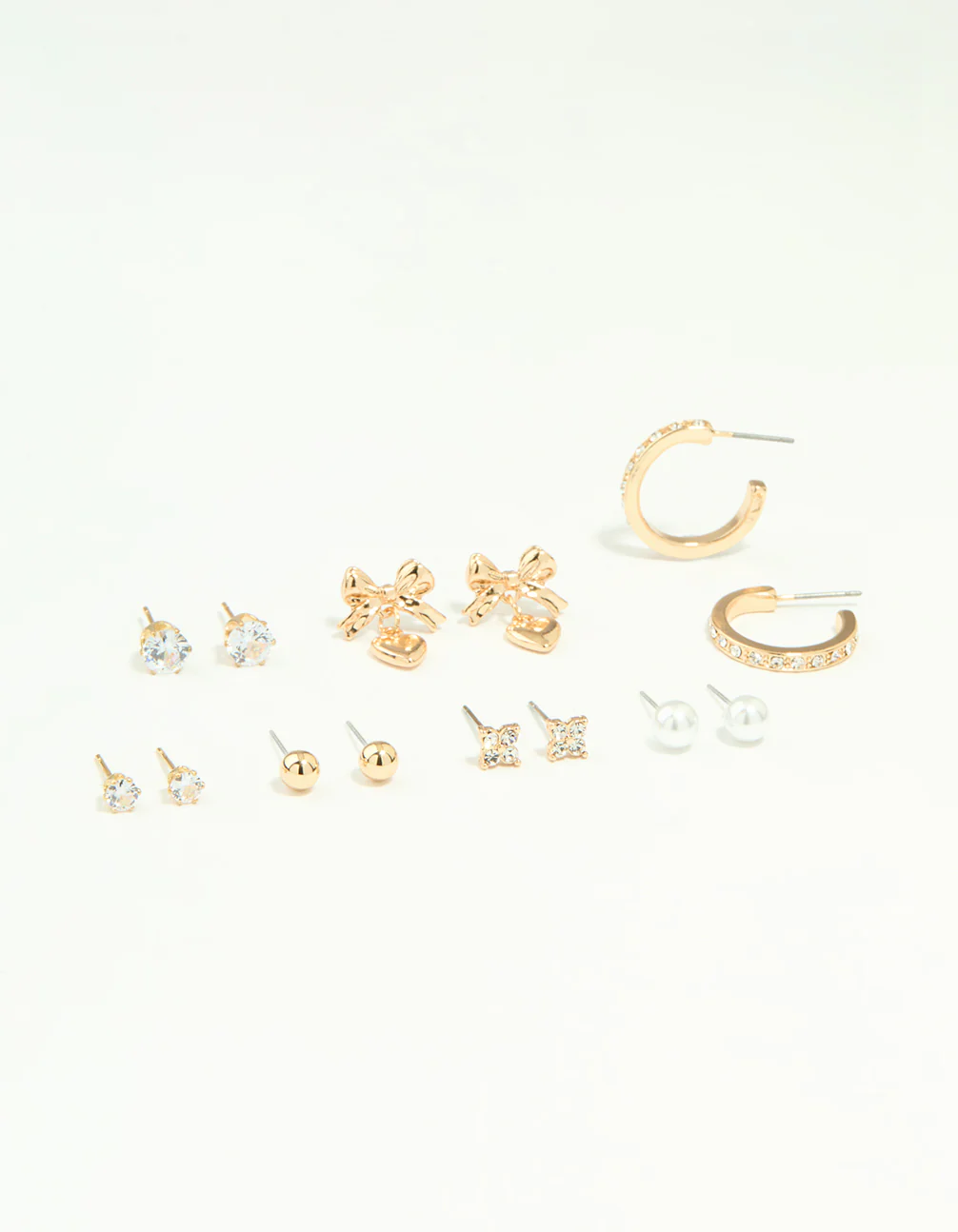 Gold Diamante Hoop & Stud Earrings 7-Pack