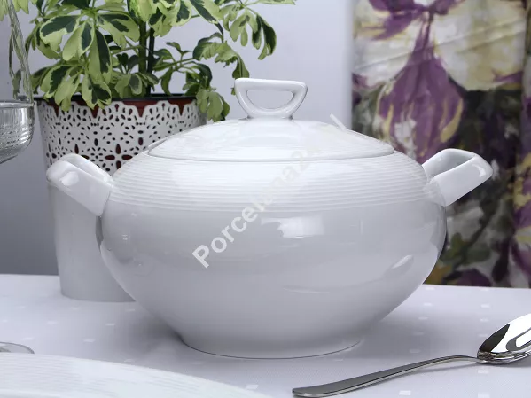 Serwis obiadowo - herbaciany na 12 osób (86 el) Chodzież - Yvette (Yvonne) E755 BIAŁA LINEA