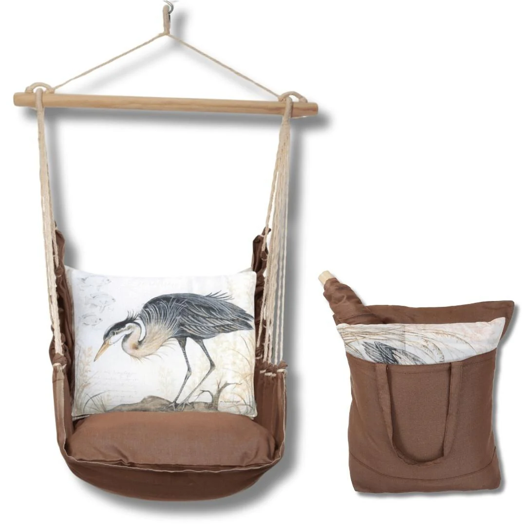Magnolia Casual Swing Set 4 piece - Chocolate Solid w/ Heron on Limb