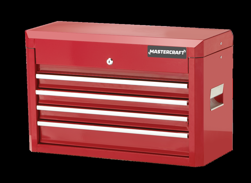 Mastercraft Tool Chest with 4 Drawers, Deep Red, 24-in
