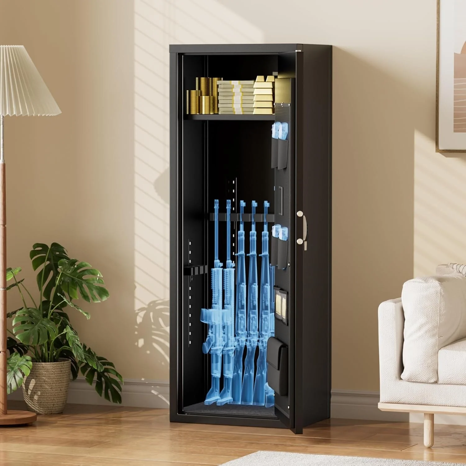 8-10 Rifle Quick Access Gun Safe Cabinet with Keypad for Home Rifle and Pistols