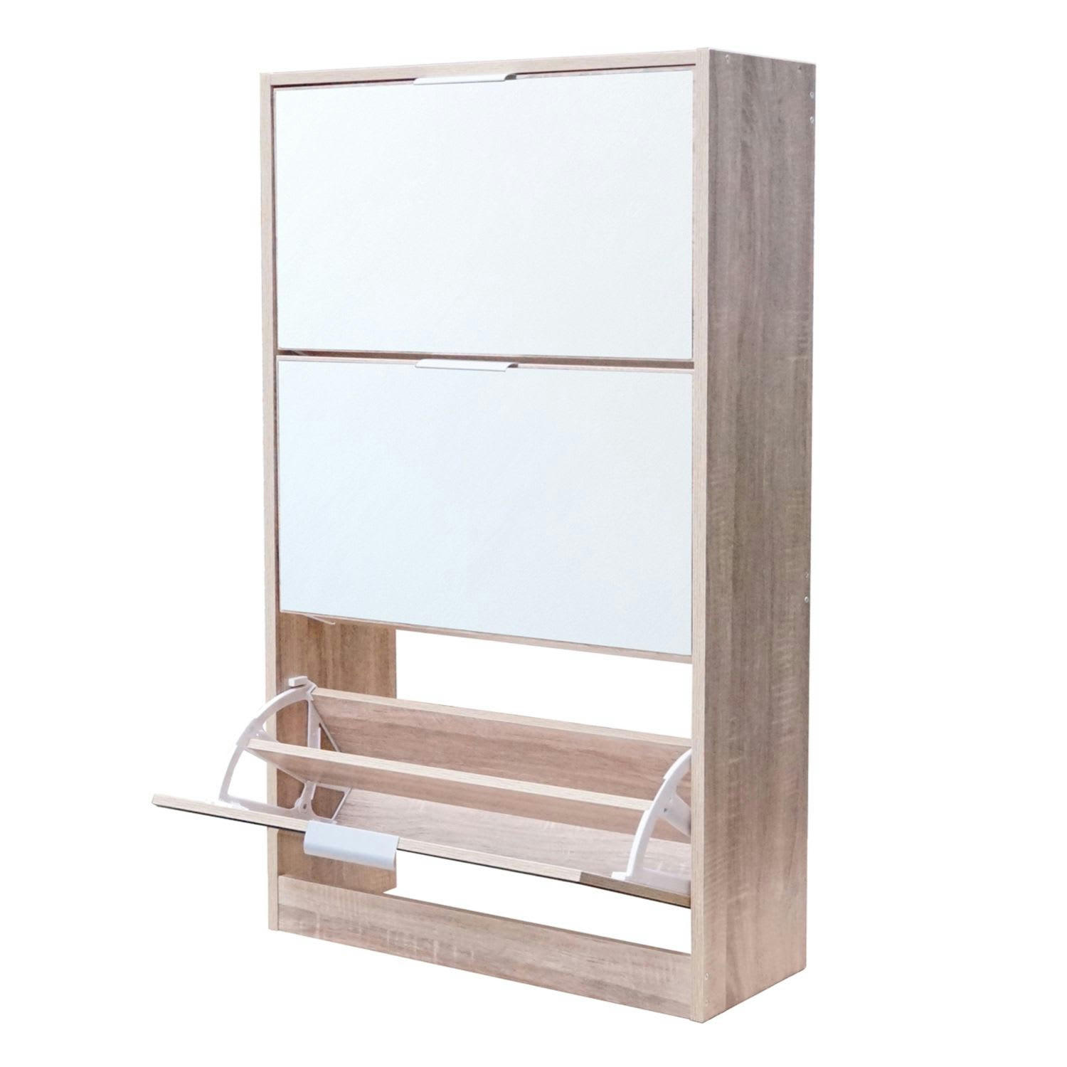 PRATIK - Meuble à chaussures 3 tiroirs porte miroir