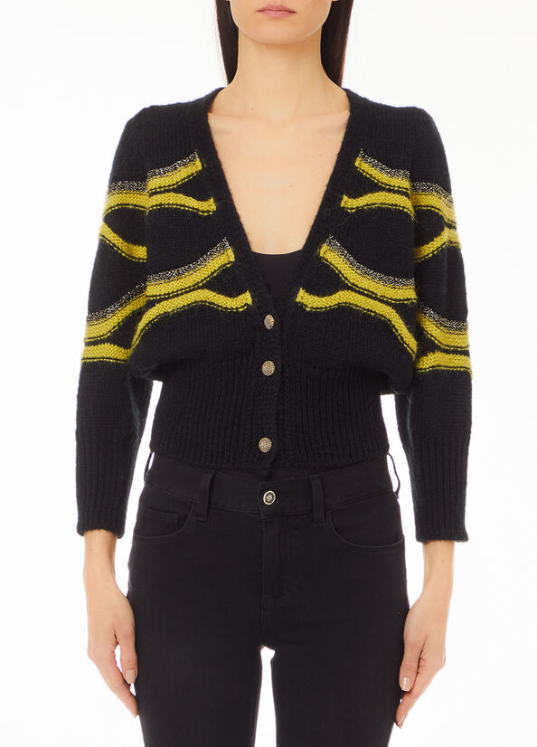 Cardigan jacquard in misto alpaca