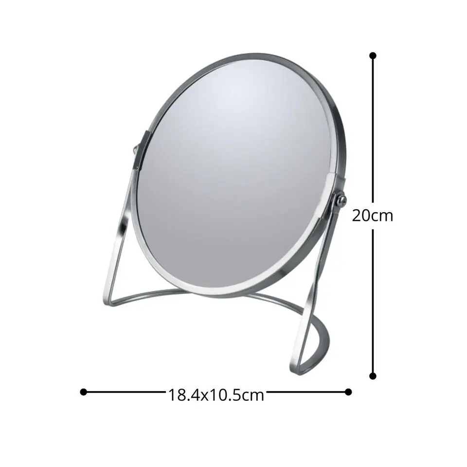 Make-up spiegel Cannes - 5x zoom - metaal - 18 x 20 cm - zilver