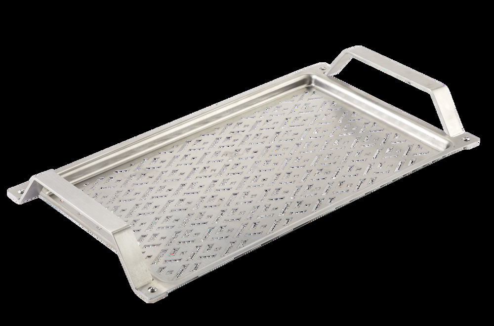 Vermont Castings Stainless Steel Rectangular Shaped Durable BBQ Grill Topper/Tray/Pan w/ Easy-Grip Handle