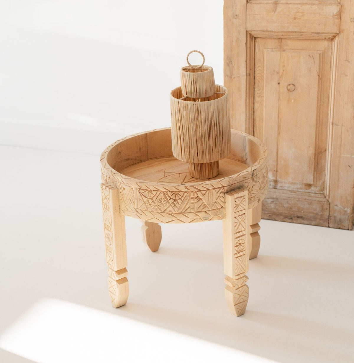 NOA MAY Hanglamp Aida - naturel - raffia - Ø 18 x h 40 cm
