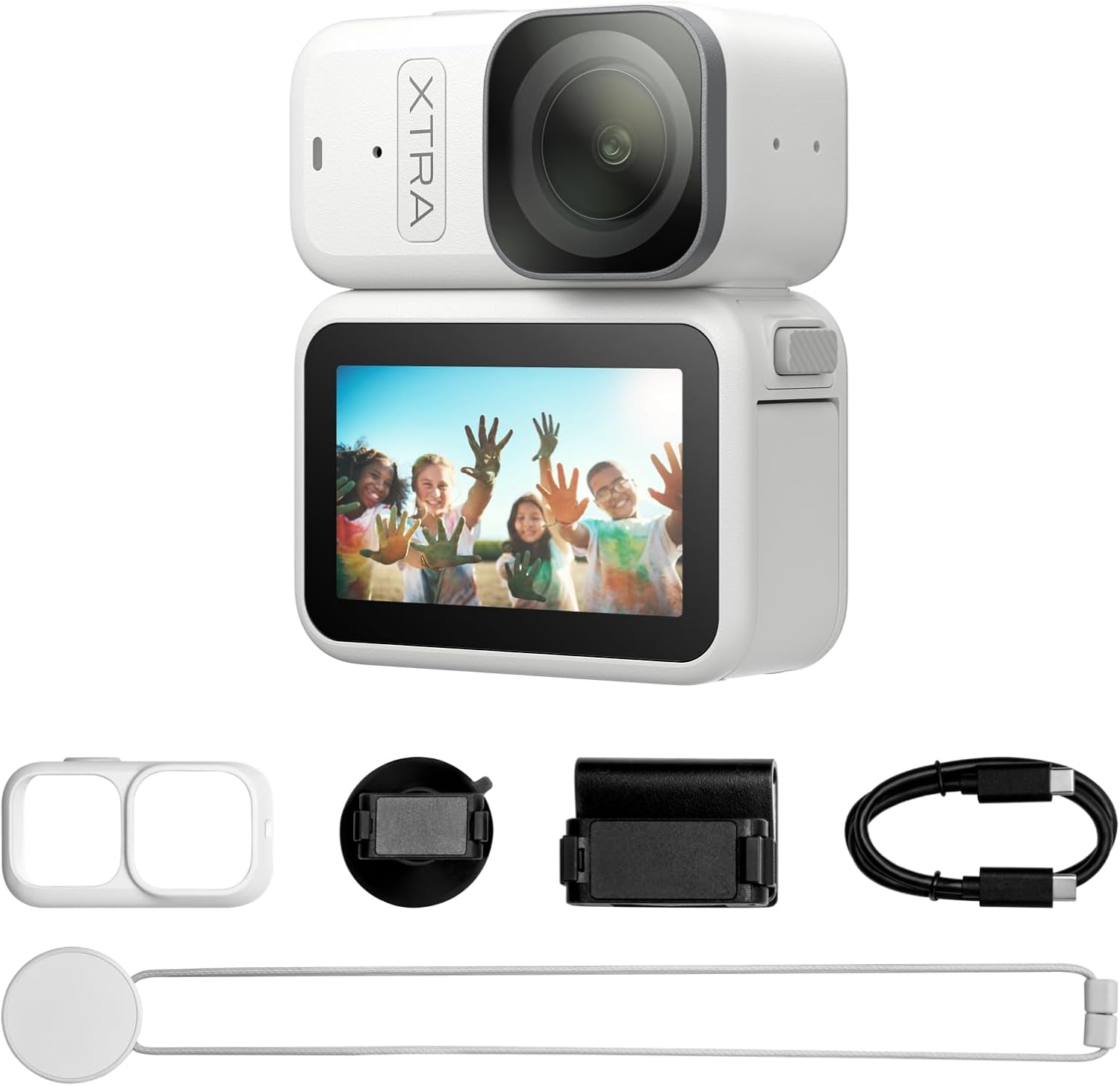 Xtra Atto Wearable 4K Action Camera (128GB)  54 g  Light and Compact  1/1.3″ Sensor  4K/60fps Video  220‑Min Max Recording  5-Min Pre-Recording  Built-in Stabilization  600MB/s Fast Transfer