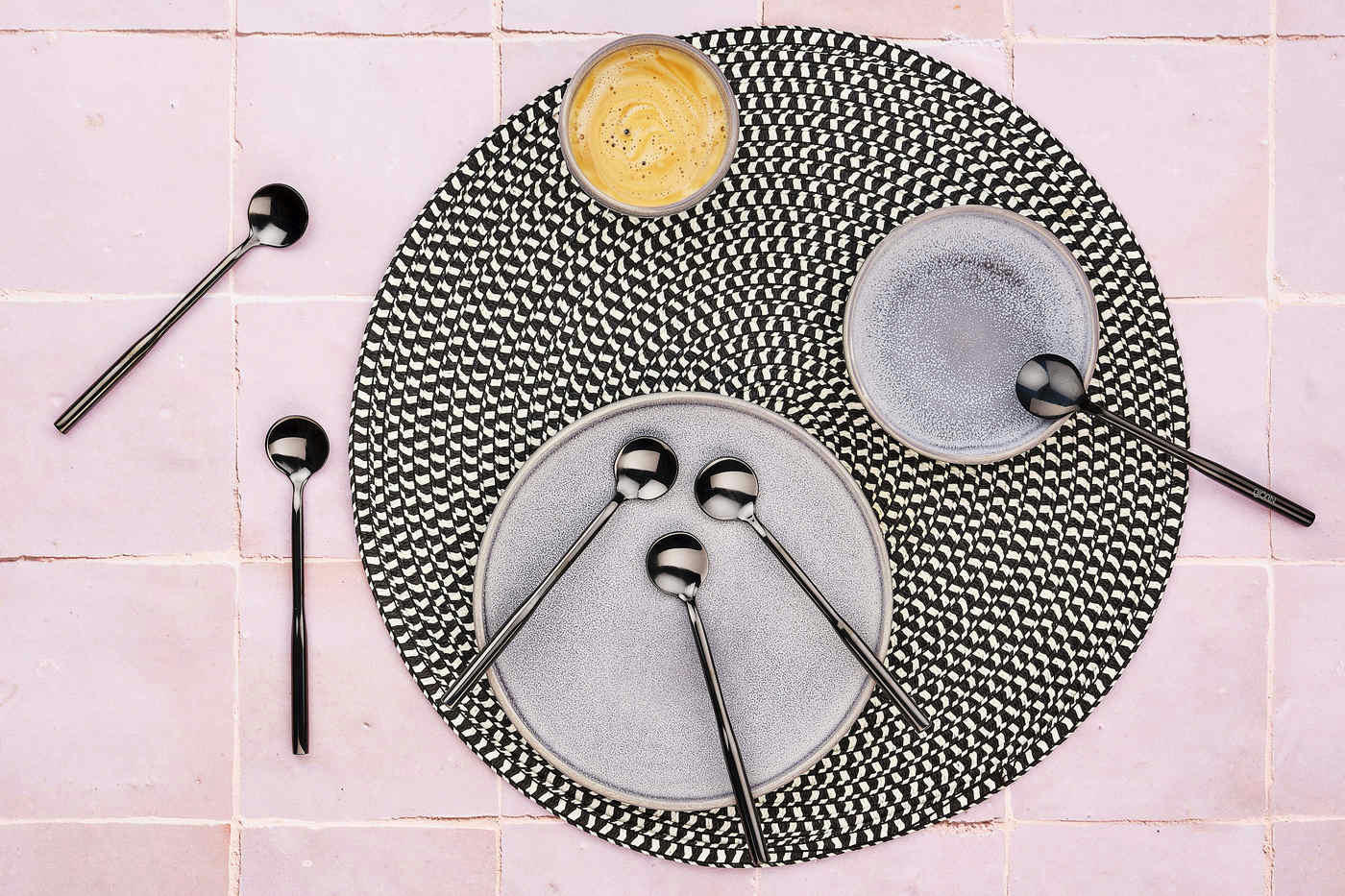 NUDE - Lot de 6 petites cuillères en inox noir