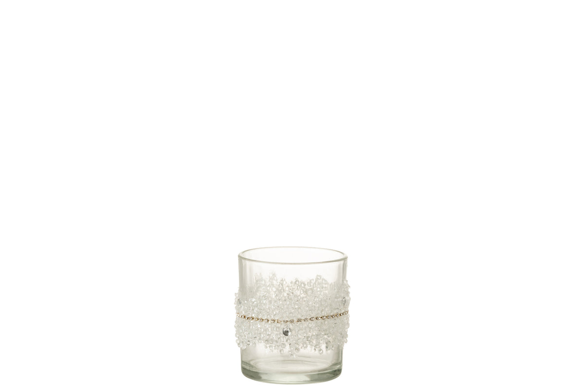 J-Line theelichthouder Suiker Diamanten Lijn - glas - transparant - small - 8 stuks
