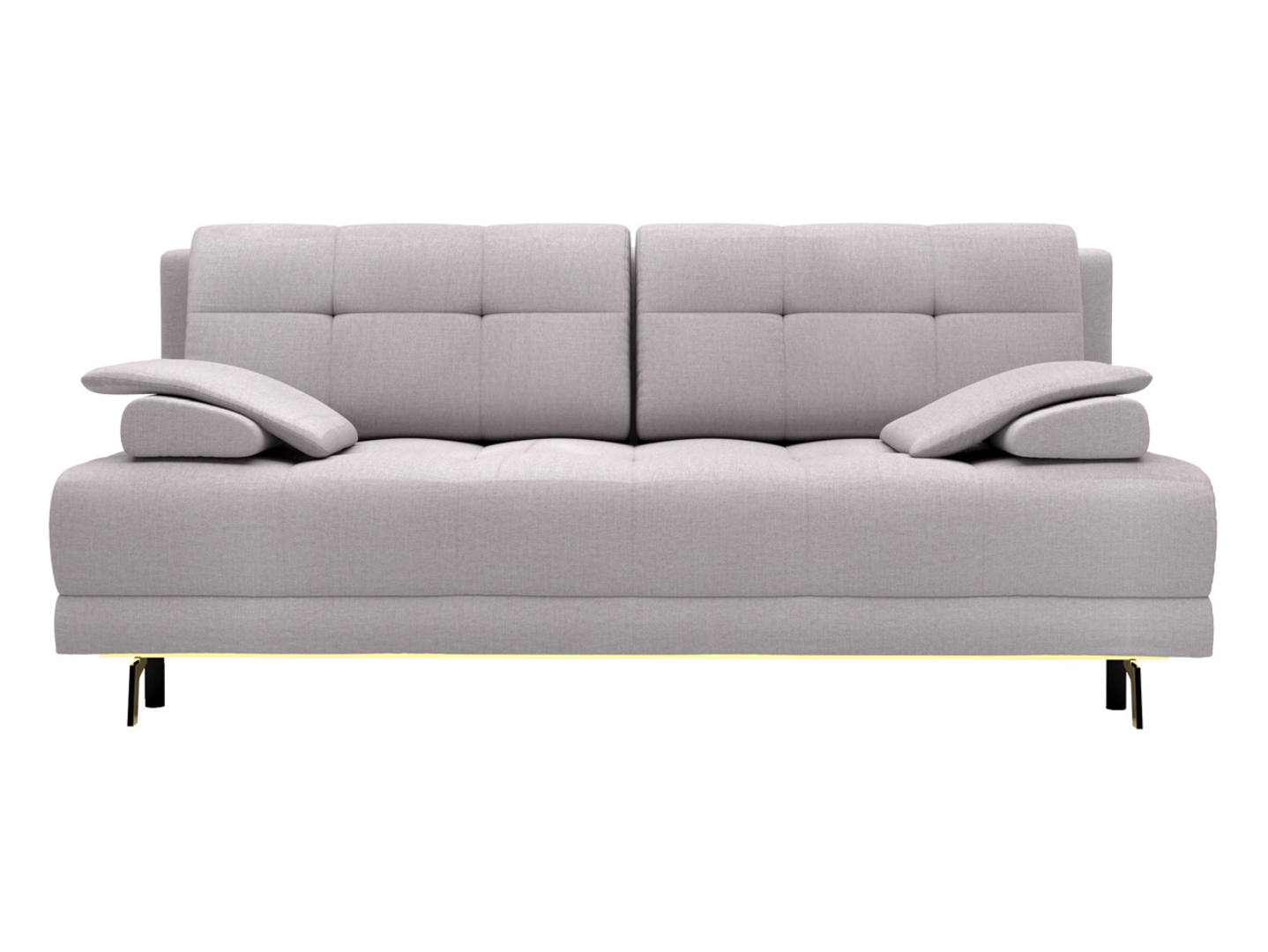 Sofa trzyosobowa Yoda z funkcją spania i pojemnikiem jasnoszara nóżki złote