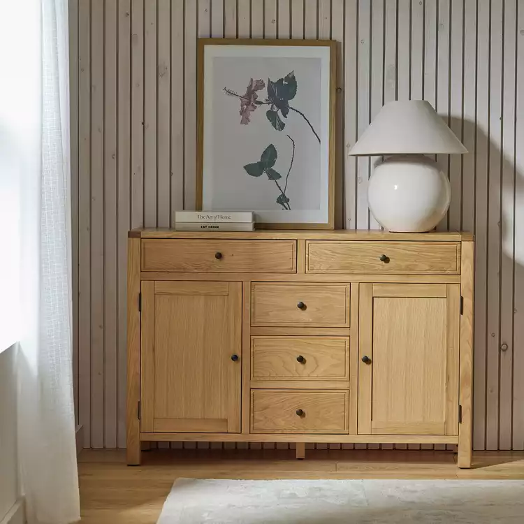 Habitat Finchley 2 Door 5 Drawer Sideboard - Natural