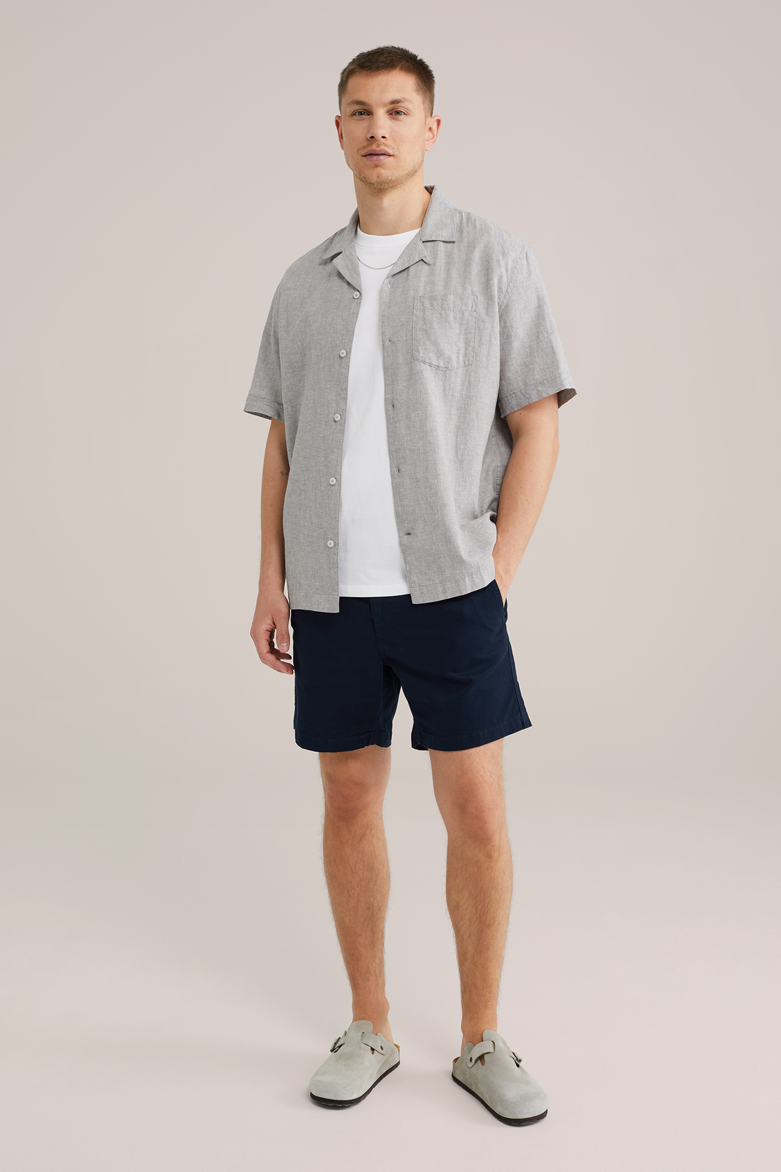 Heren easy care linnenmix overhemd