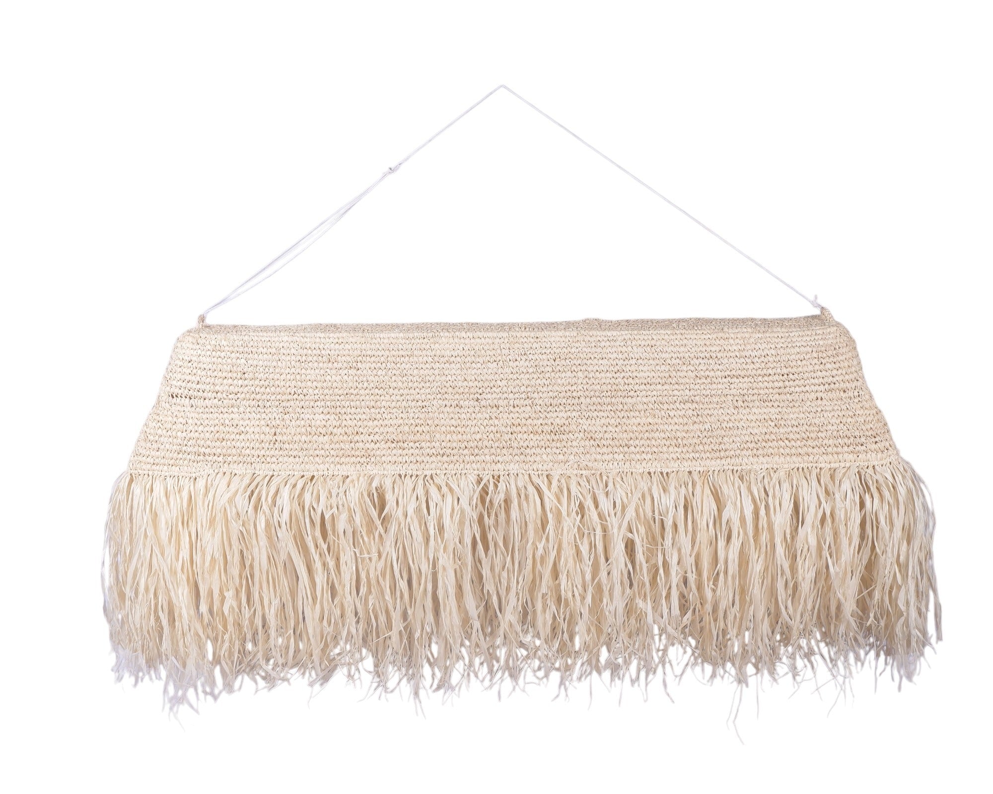 Furnilux Furni-Handgemaakte Hanglamp van Sisal en Rafia – Langit 410 - Natuurlijke Boho Plafonnière -XXL 120x30x25 cm