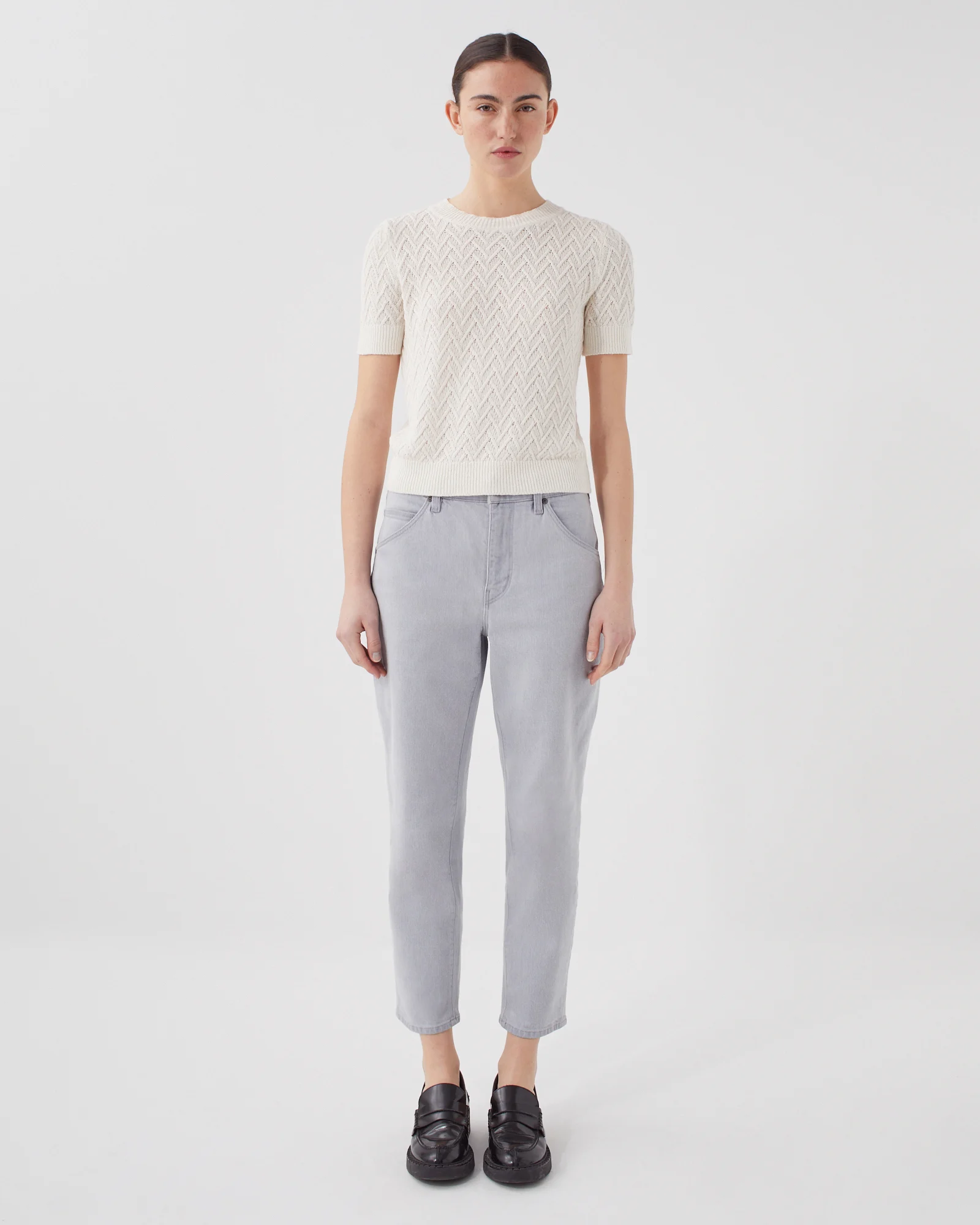 Pull à manches courtes en lin