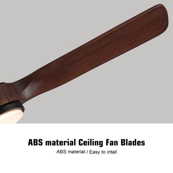 Modern 52 in. Flush Mount Outdoor/Indoor Ceiling Fan with 3 Solid Wood Blades and DC Reversible Motor