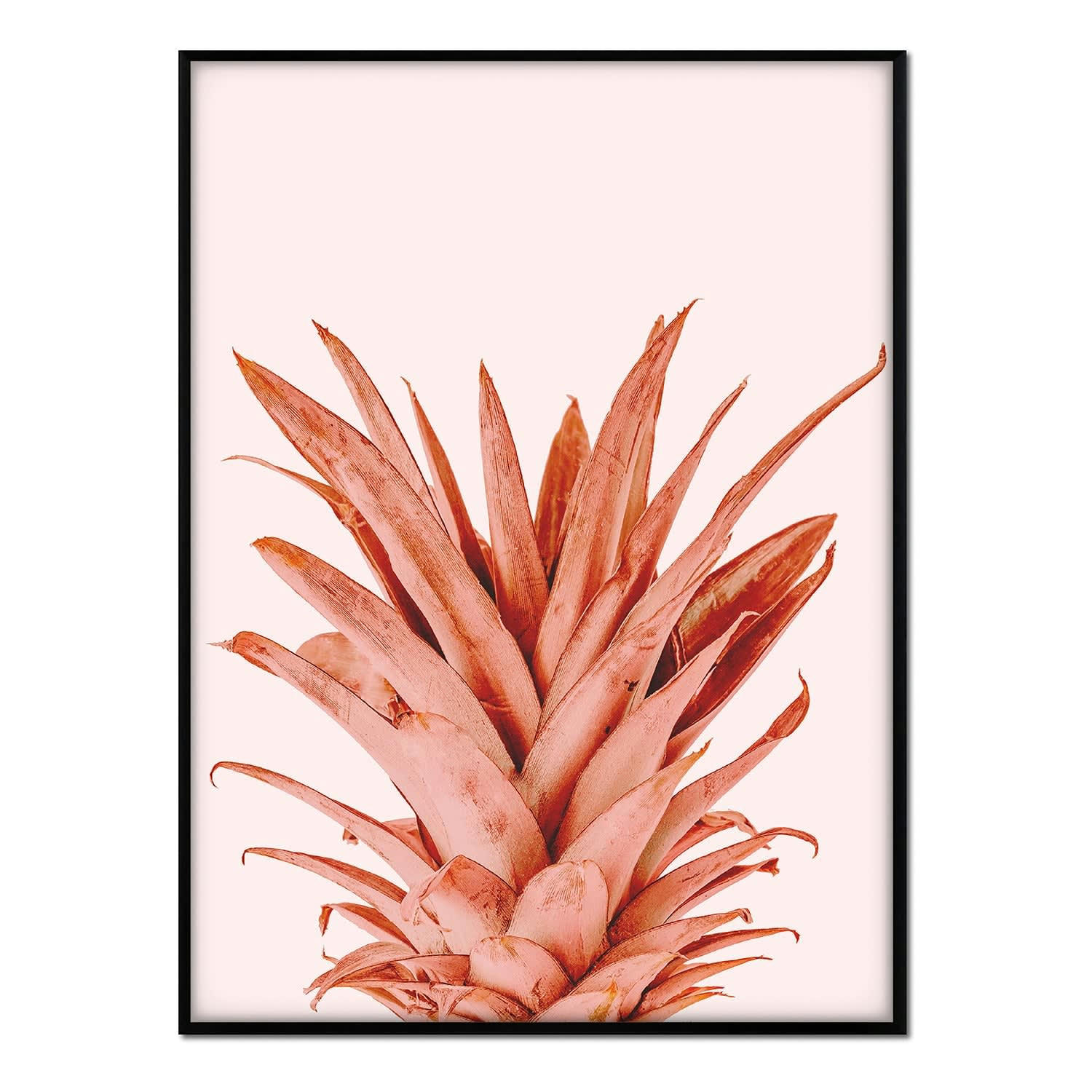 TROPICAL - Affiche avec cadre noir - Ananas Couleur Saumon - 30x40