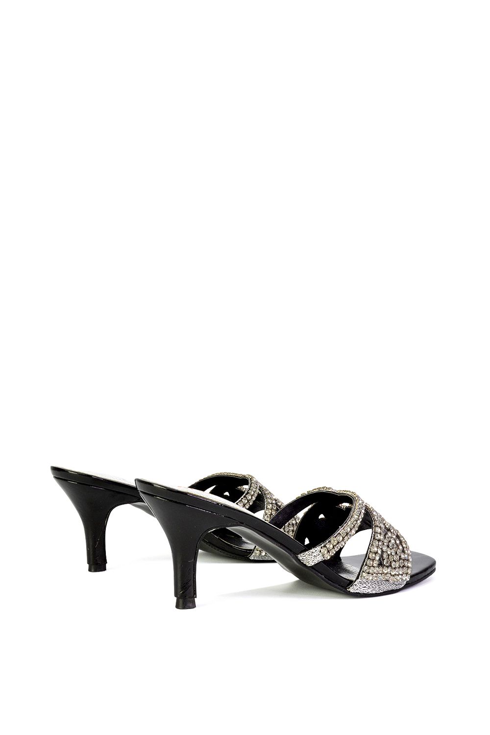 XY London Dominica' Diamante Mid Stiletto Heel Mule Sandals