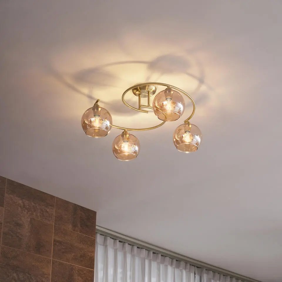 Qazqa plafondlamp alanis goudkleurig e14