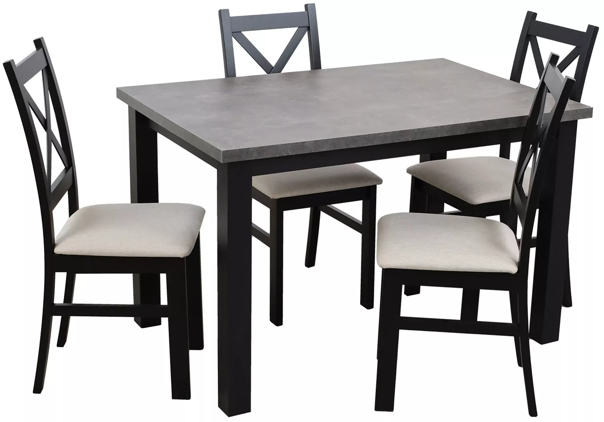 Zestaw stół 150/190x80 z 4 krzesłami M006-4 Czarny/Beton