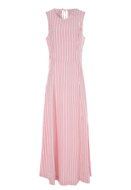 Womens Red Stripe Curved Seam Maxi Dress