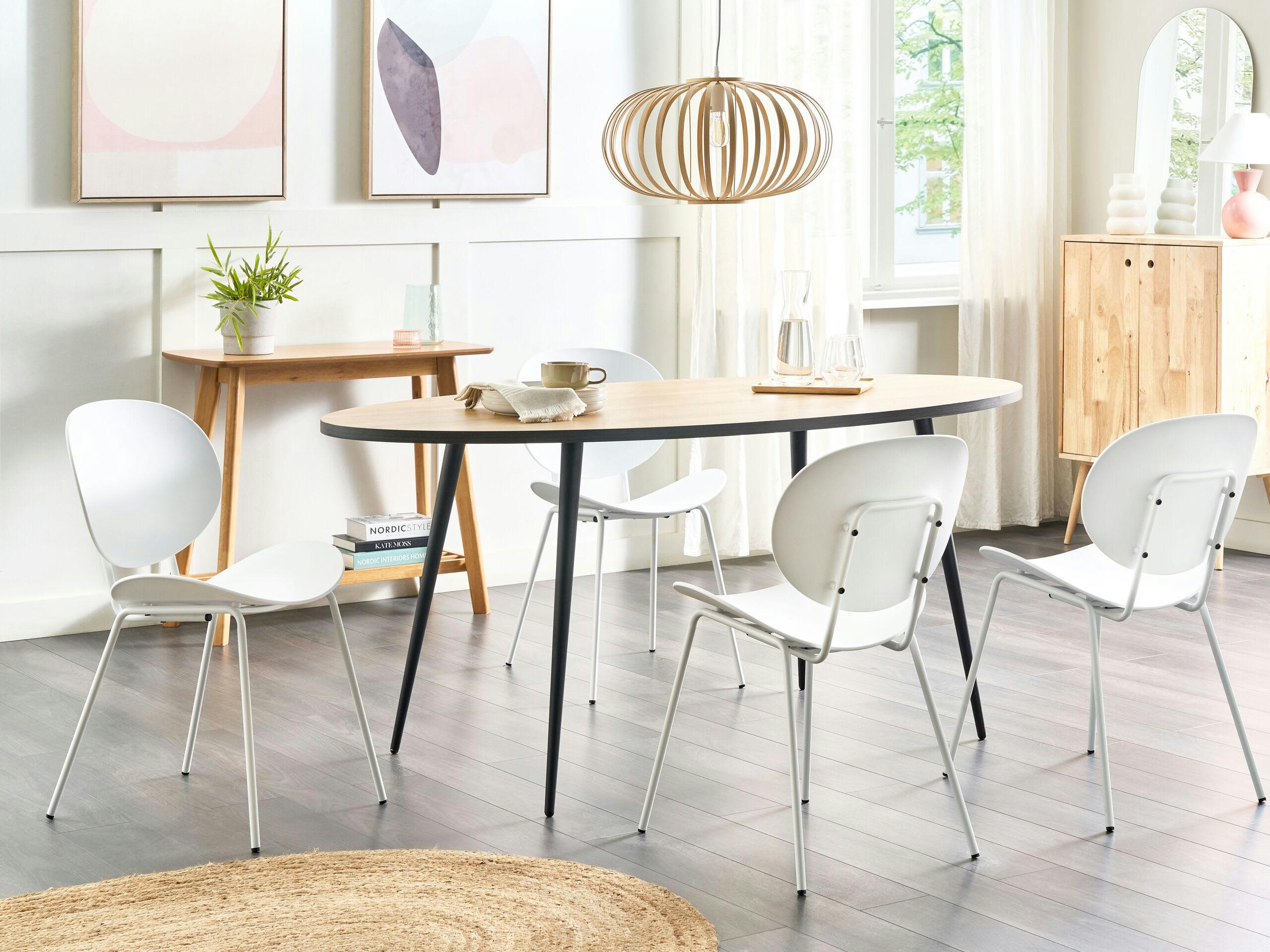 SHONTO - Lot de 2 chaises de salle à manger blanc