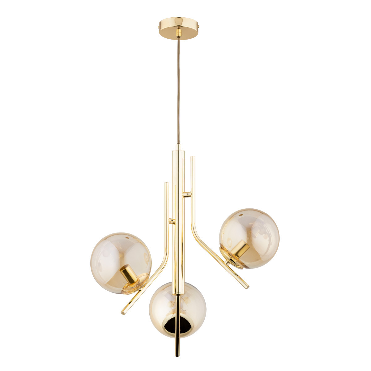 Lampa wisząca złoto-bursztynowy ESTEL 3xE14x10W wym: 86x48x48 cm Alfa
