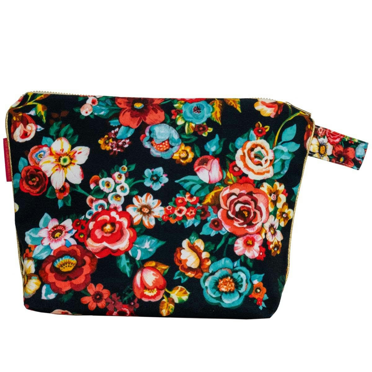 SAKURI - Pochette en toile outdoor imprimé fleuri nuit 19x28cm