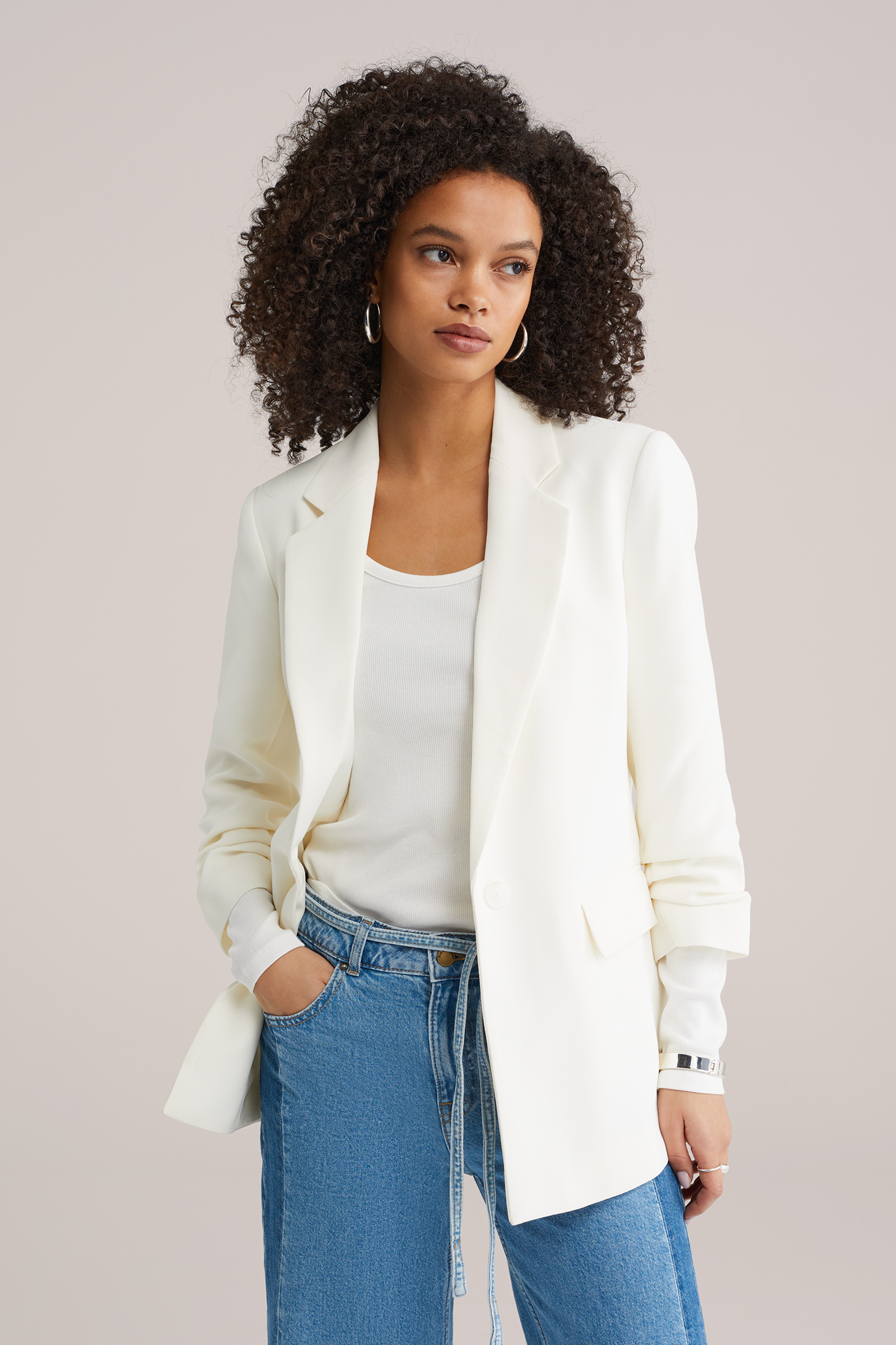 Dames regular fit blazer met rimpeleffect