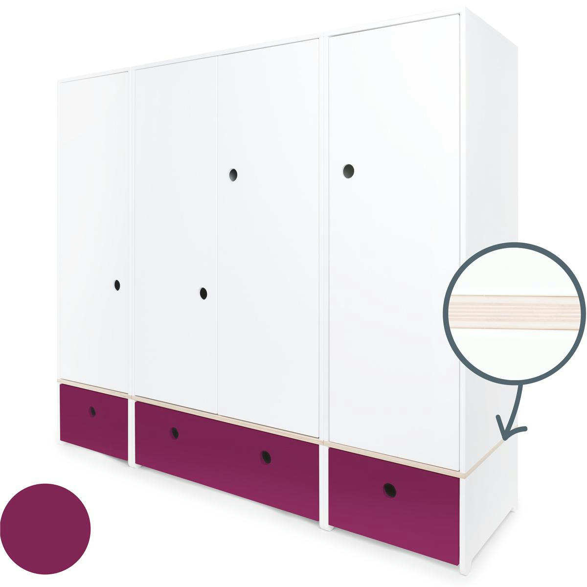 COLORFLEX - Armoire 4 portes prune
