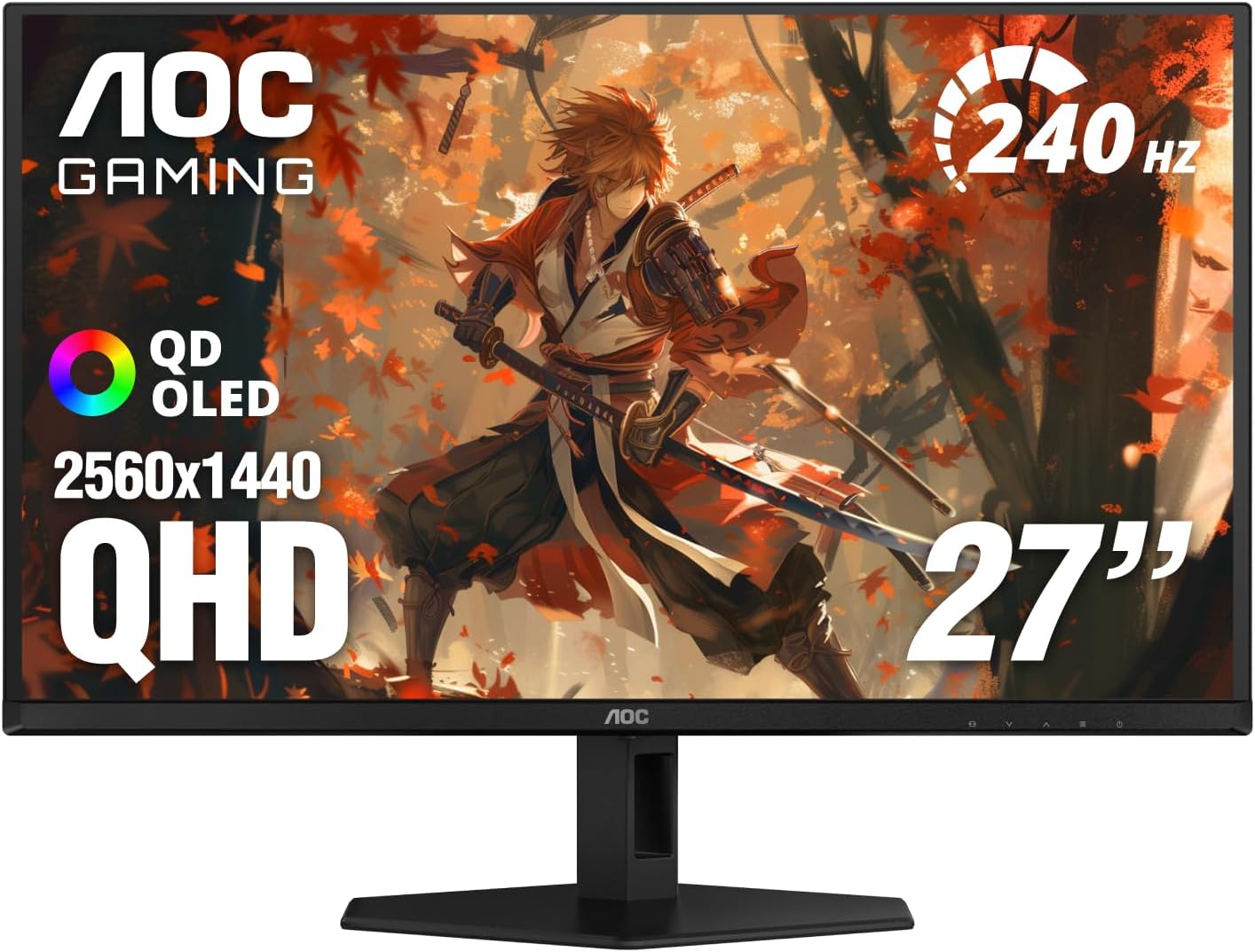 AOC Q27GAZD 27 QD OLED Gaming Monitor  QHD 2560 x 1440  240Hz 0.03ms  HDMI 2.0 x1  Display Port x1  G-Sync Compatible  Console Gaming Ready  3-Year Zero-Bright-Dot