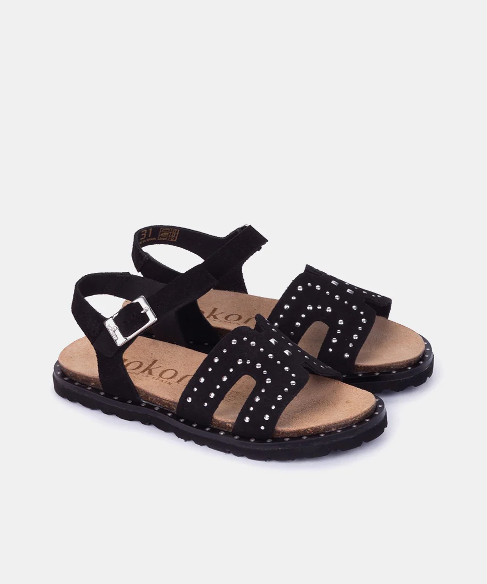 Sandalia plana LUSBO-228 negro