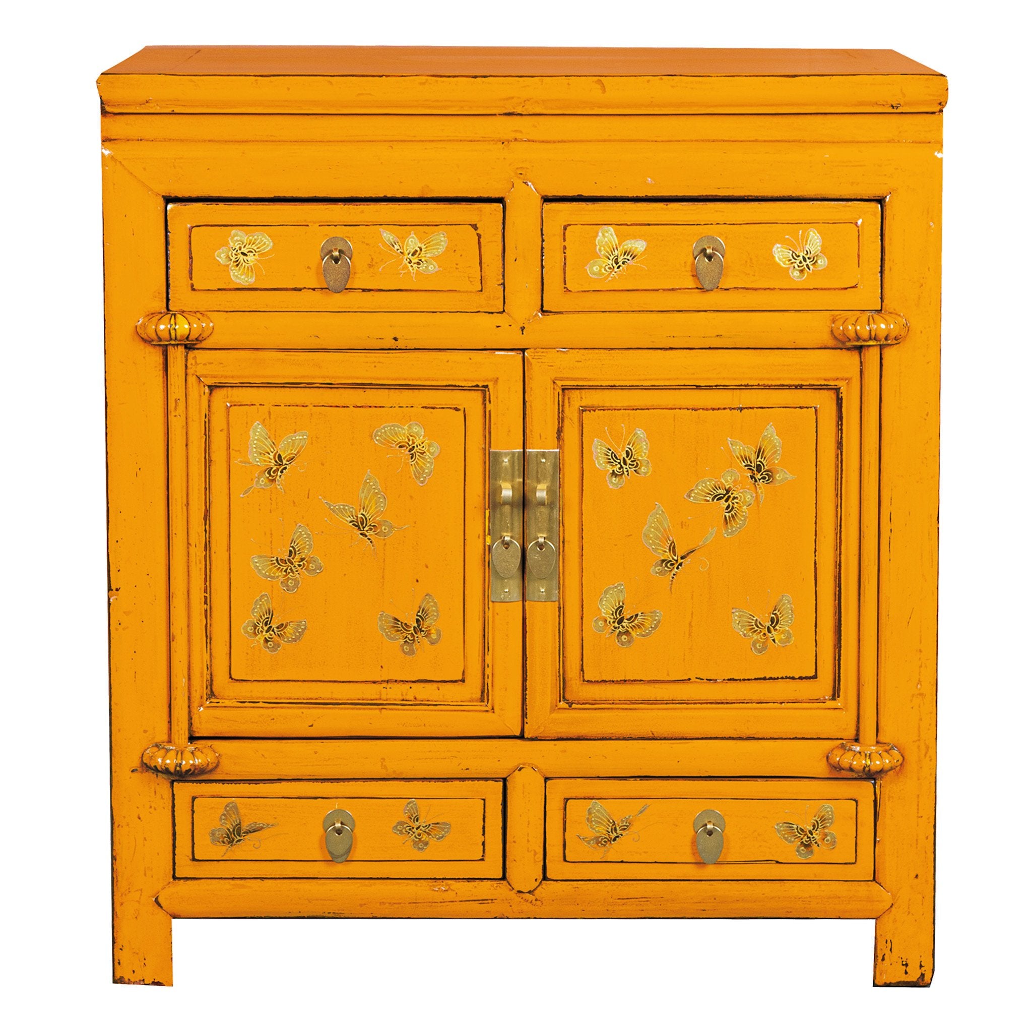 Fine Asianliving Antieke Chinese Kast Marigold Geel