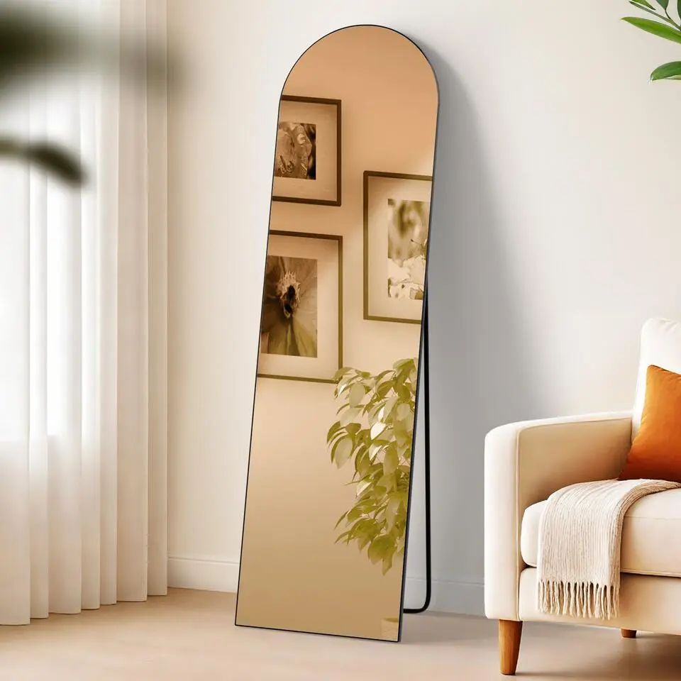 CLP Staande spiegel Moline ovaal - Glas - mat zwart