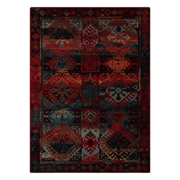 Dywan wełniany OMEGA AVAR Ramka, romby, orientalny - rubin 170x235 cm