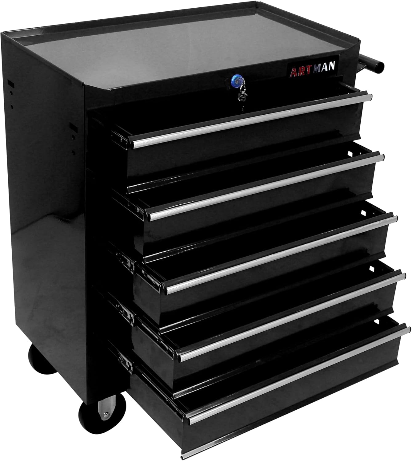 RYH 5Drawers Rolling Tool Chest & Tool Box on Wheels | Heavy Duty Metal Cart with Ball Bearing Drawers | Fits US General Tool Box for Garage Storage (Black, 5 Drawers（29.9 H × 24.2 W × 12.9 D)