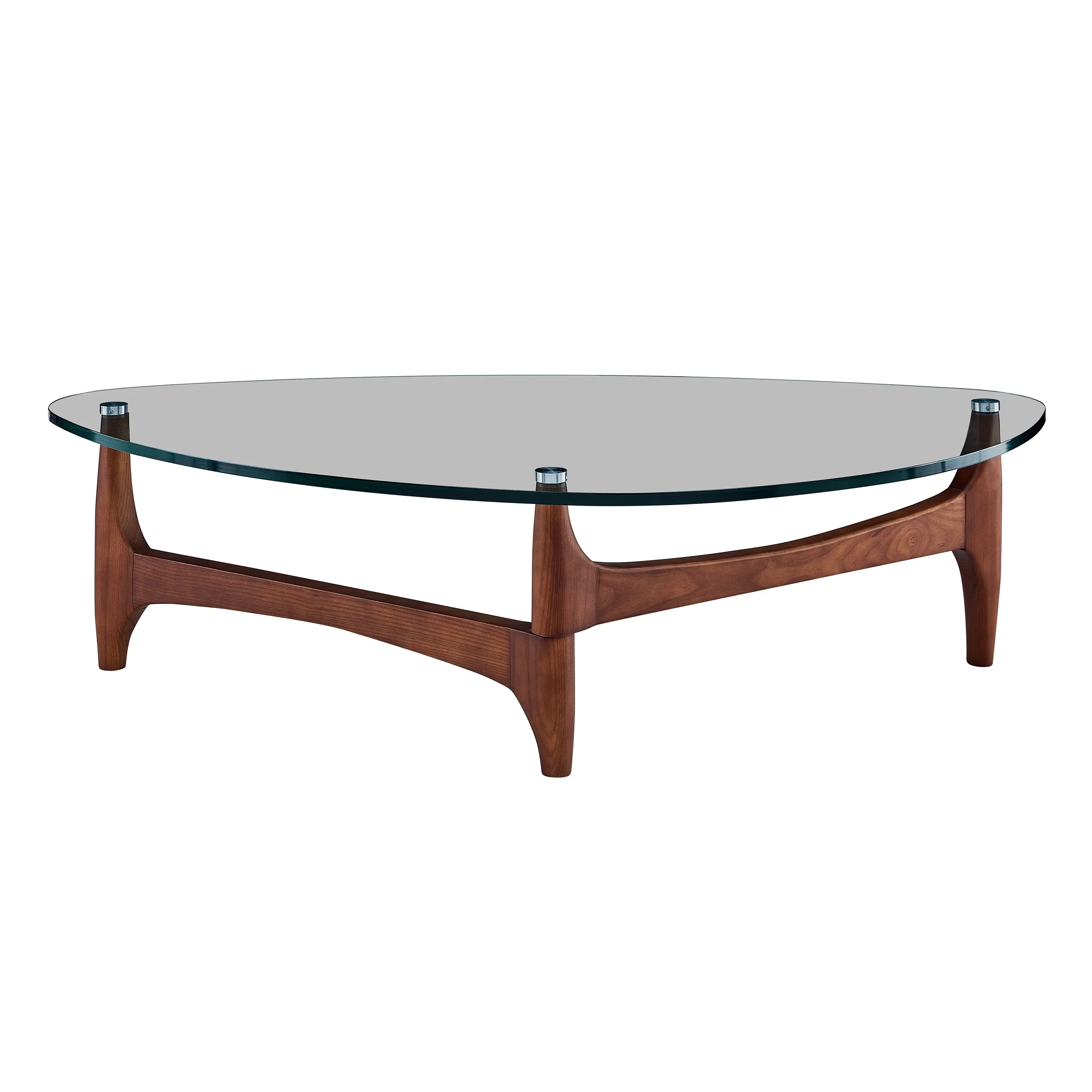 Ledell 51 Coffee Table in Clear Glass with Walnut Base