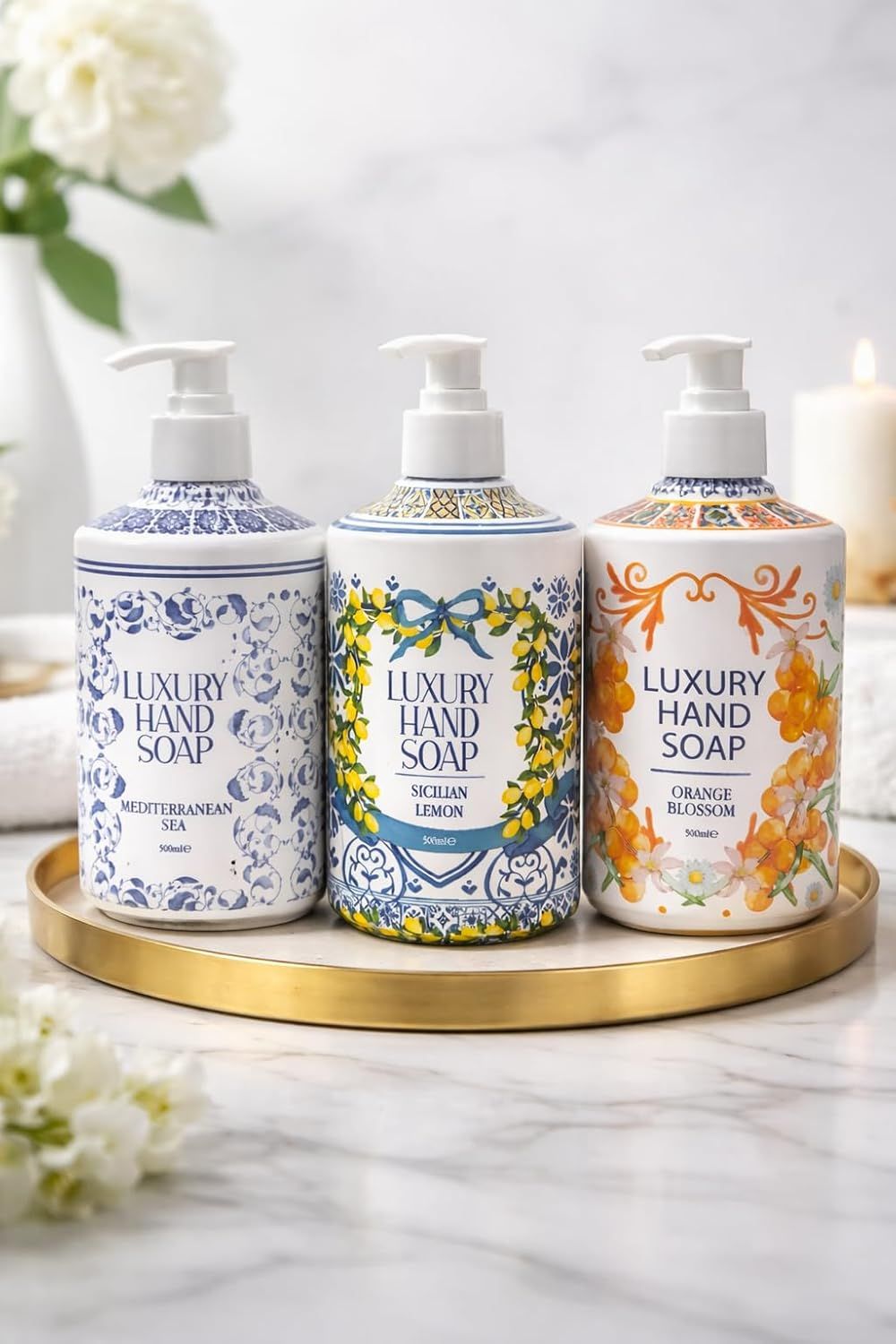 Almineez Luxury Hand Soap Set with Pumps – 3 × 500ml Liquid Hand Wash