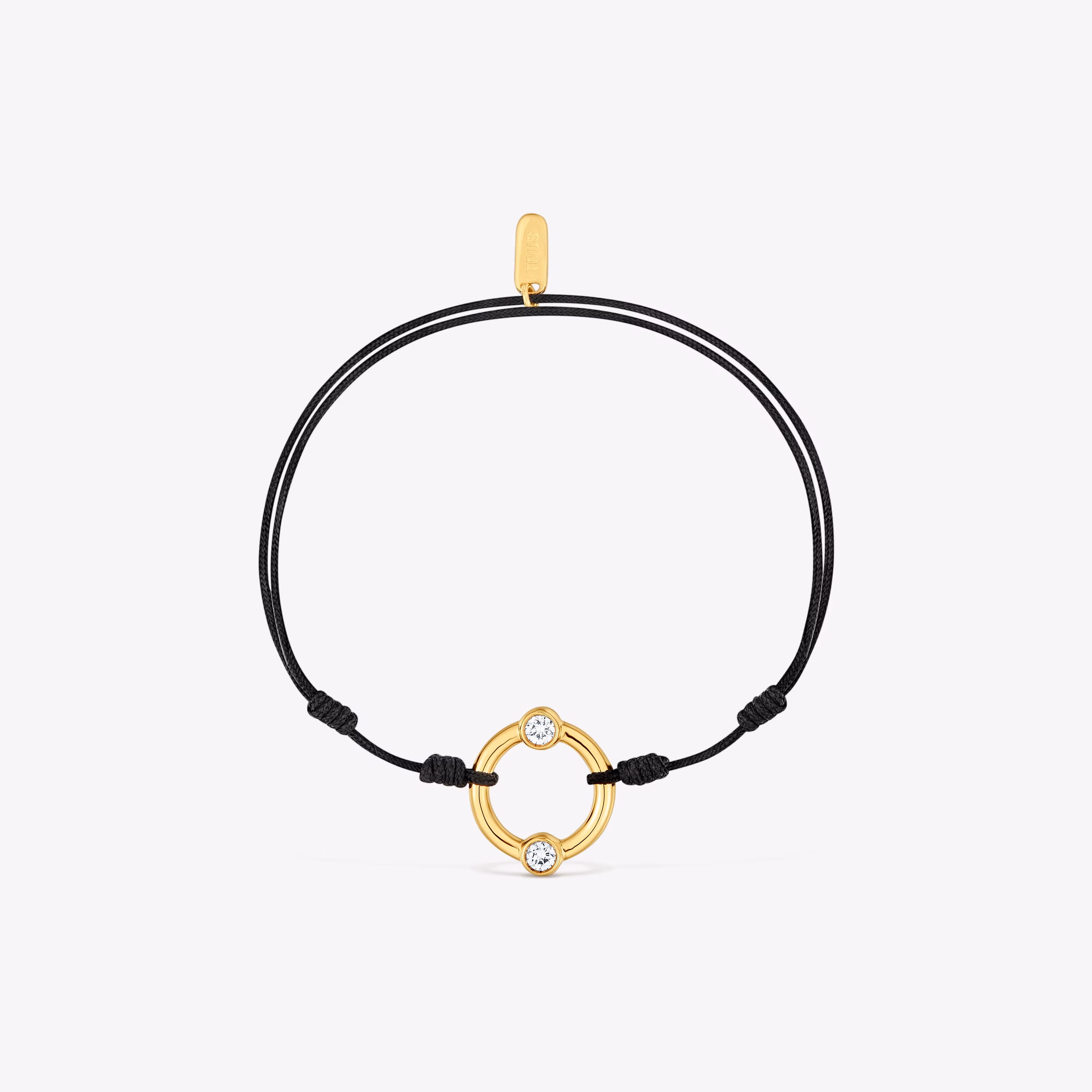 Pulsera con baño de oro 18 kt sobre plata, diamantes creados en laboratorio y nylon Straight LGD