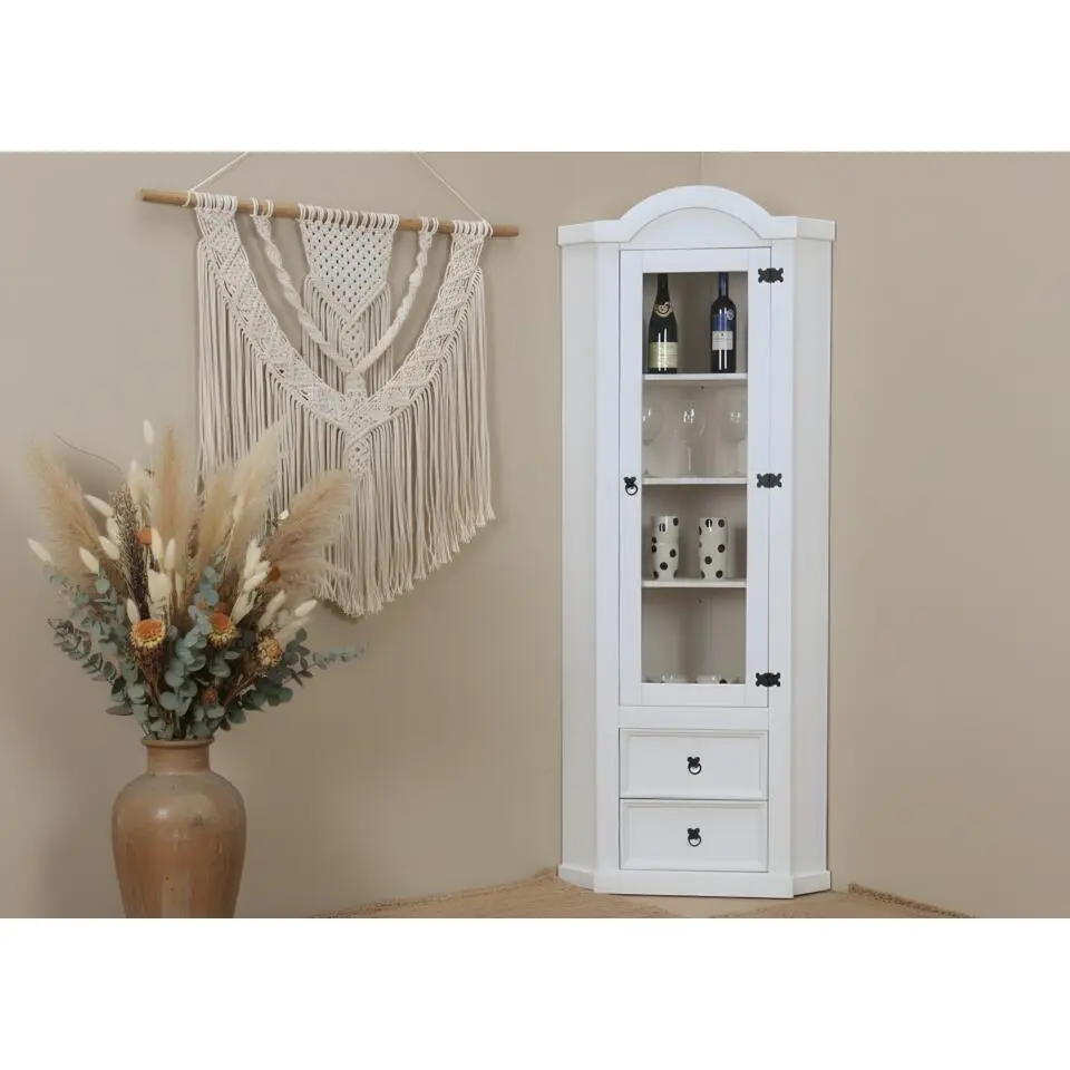 Hioshop New Mexico hoekkast vitrine wit grenen